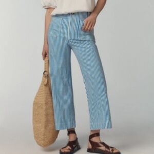 The Colette Printed Linen Blend Crop Wide-Leg Pants by Maeve